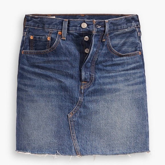 Levi’s Women’s HIGH RISE DECONSTRUCTED BUTTON FLY SKIRT Size 28 Distressed - Picture 1 of 14